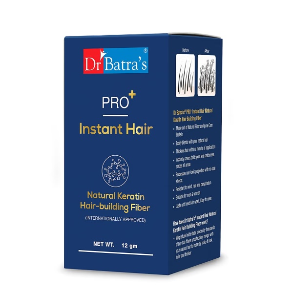 Dr Batra's Pro+ Instant Hair Natural Keratin Hair - Building Fiber (Black) 12 gm