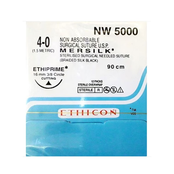 Johnson & Johnson Ethicon Mersilk Non Absorbable Surgical Suture (4-0) (90 cm) (NW5000) 1's