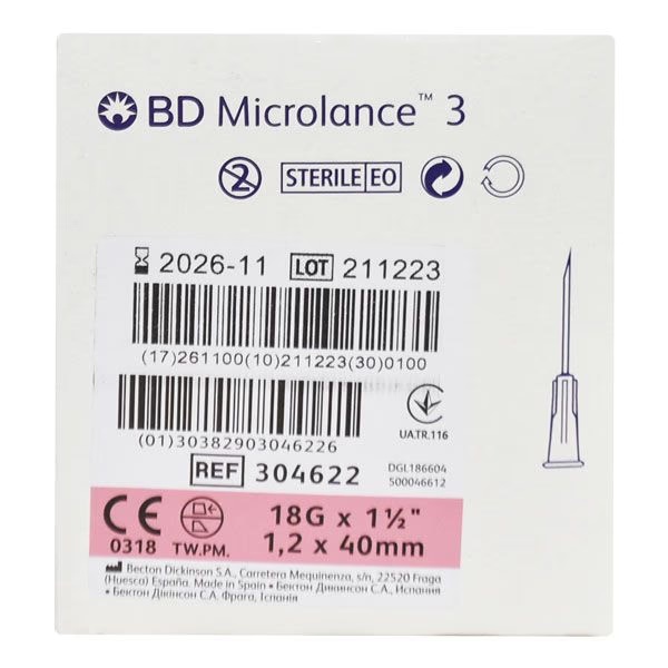BD Microlance 3 Needle (18G x 1.5 in) (304622) 1's
