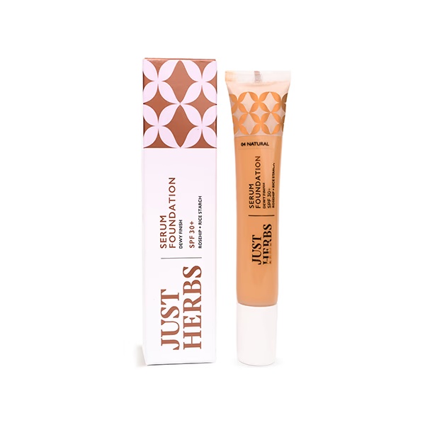 Just Herbs Serum Foundation Dewy Finish SPF  30 + Rosehip+ Rice Starch 04-Natural 20gm
