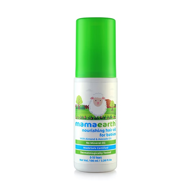 Mamaearth Nourishing Hair Oil for Babies with Almond & Avocado Oil No Mineral Oil Dermatologically Tested 0-10 Years 100ml