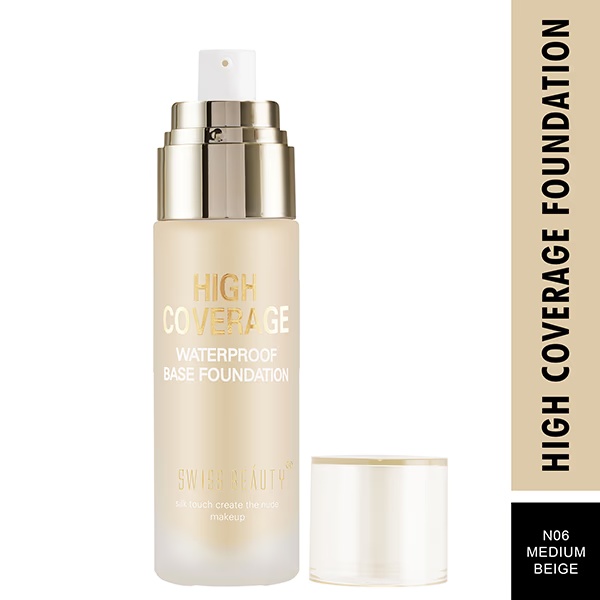 Swiss Beauty High Coverage Waterproof Base Foundation Medium Beige 55 gm