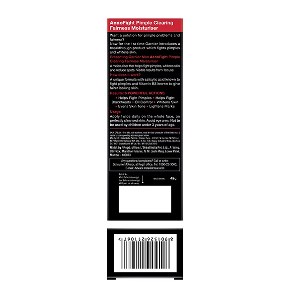 Garnier Men Acnofight Pimple Clearing Brightening Moisturiser 45 gm