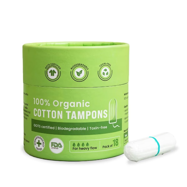 Sirona Regular Flow 100% Organic Cotton Tampons (Pack of 18) 1's