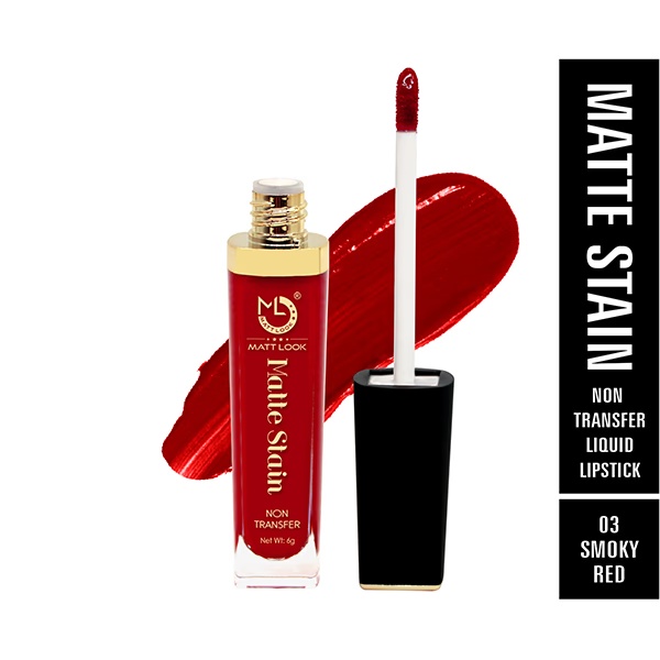 Matt Look Matte Stain Non Transfer Long Lasting Liquid Lipstick for Hydrated - Smoky Red 6 gm
