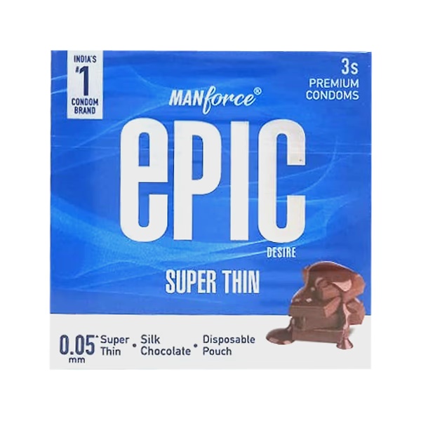 Manforce Epic Desire Super Thin Condoms - Skin Chocolate 3's