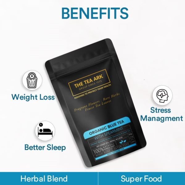 The Tea Ark Organic Blue Tea Powder - Spearmint 50 gm (Pouch)