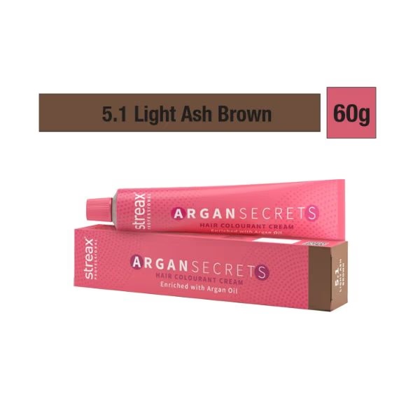 Streax Professional Argan Secret Hair Colourant Cream - Light Ash Brown 5.1 60 gm