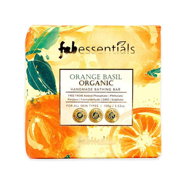 Fabessentials Orange Basil Organic Handmade Bathing Bar With Natural Biaoctives Cleanses 100 gm