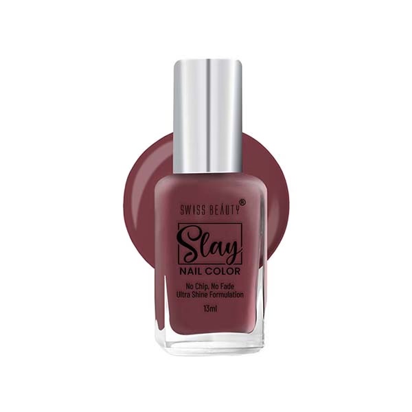 Swiss Beauty Slay Nail Color, Shade - Burnt Brown 13 gm
