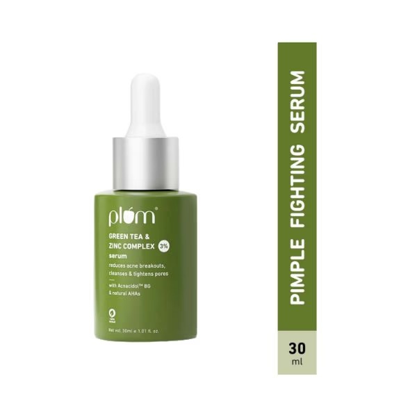 Plum Green Tea Zinc Complex 3% Serum With AcnacidolTM BG natural AHAs Fights Pimples Tightens Pores Controls Oil 30Ml