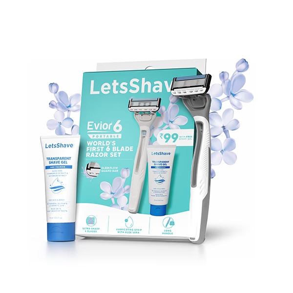 LetsShave Evior 6 Portable Razor (Pack of 1) + Transparent Shave Gel 15ml 1s 1's