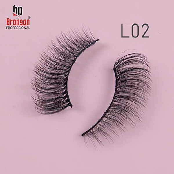 Bronson Professional Eyelash Set 3D False Long And Natural Eye Makeup No. L02 10's