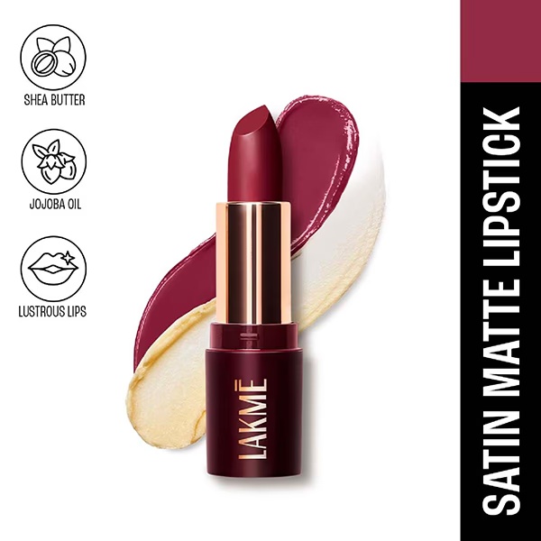 Lakme Ultimat Glam Satin Matte Lipstick -Winevelvt-UW2 4.3 g