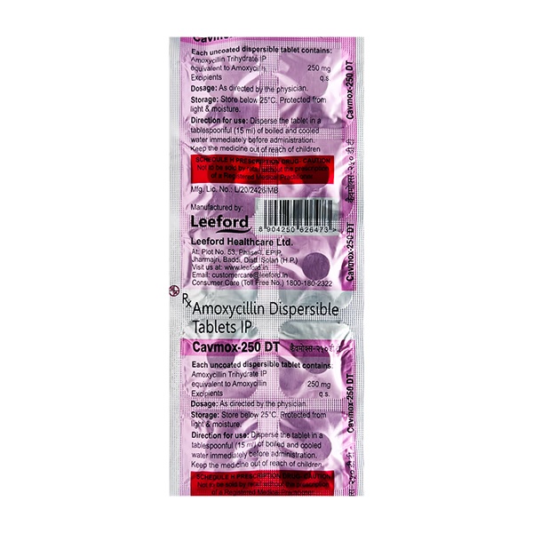 CAVMOX 250 DT Tablet 10's 1 9384-cavmox-250-dt-tablet-10-s-1.jpg