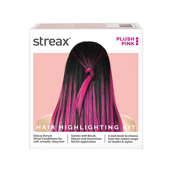 Streax Ultralights Hair Colour Highlight Kit, Pink Hair Colour, Plush Pink, 1's