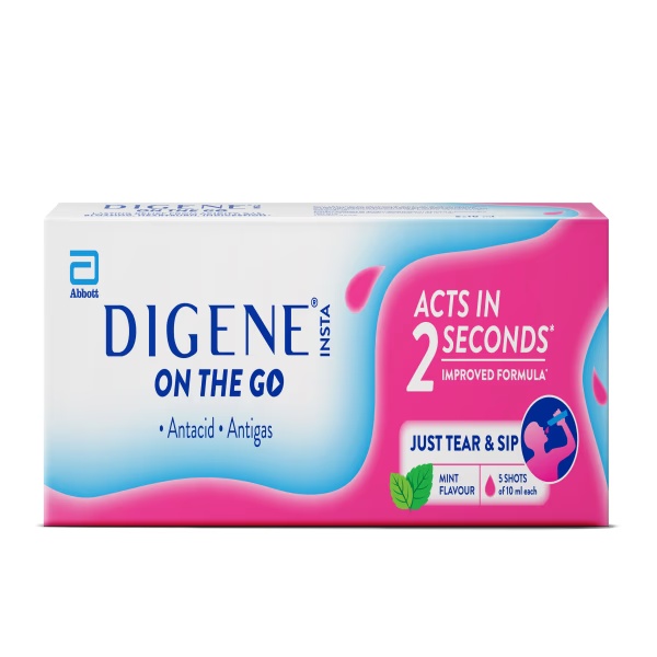 Digene Insta On The Go Liquid - Mint Flavour (Pack of 5 x 10ml)