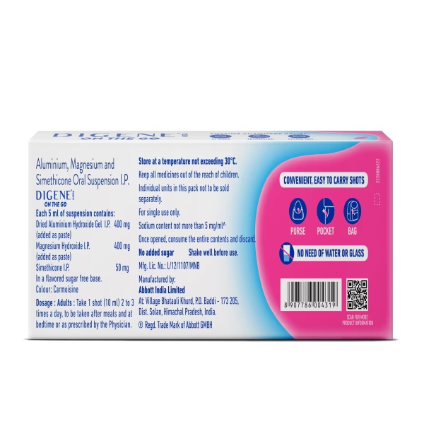 Digene Insta On The Go Liquid - Mint Flavour (Pack of 5 x 10ml)