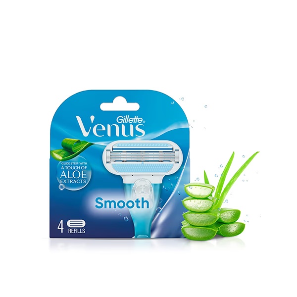Gillette Venus Smooth Glidestrip With A Touch Of Aloe Extracts Cartridges - 4 Pieces Aloe Vera Extract