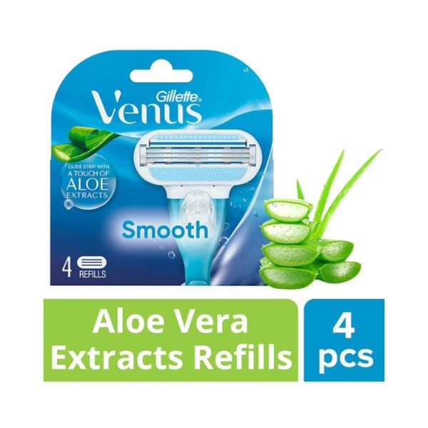 Gillette Venus Smooth Glidestrip With A Touch Of Aloe Extracts Cartridges - 4 Pieces Aloe Vera Extract